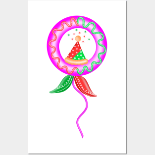 Cute pink christmas balloon. Posters and Art